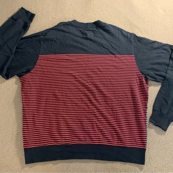 ROCAWEAR R+ EMBROIDERED BLACK/WHITE/RED STRIPED 2XL COTTON V-NECK SWEATER - Picture 11 of 13